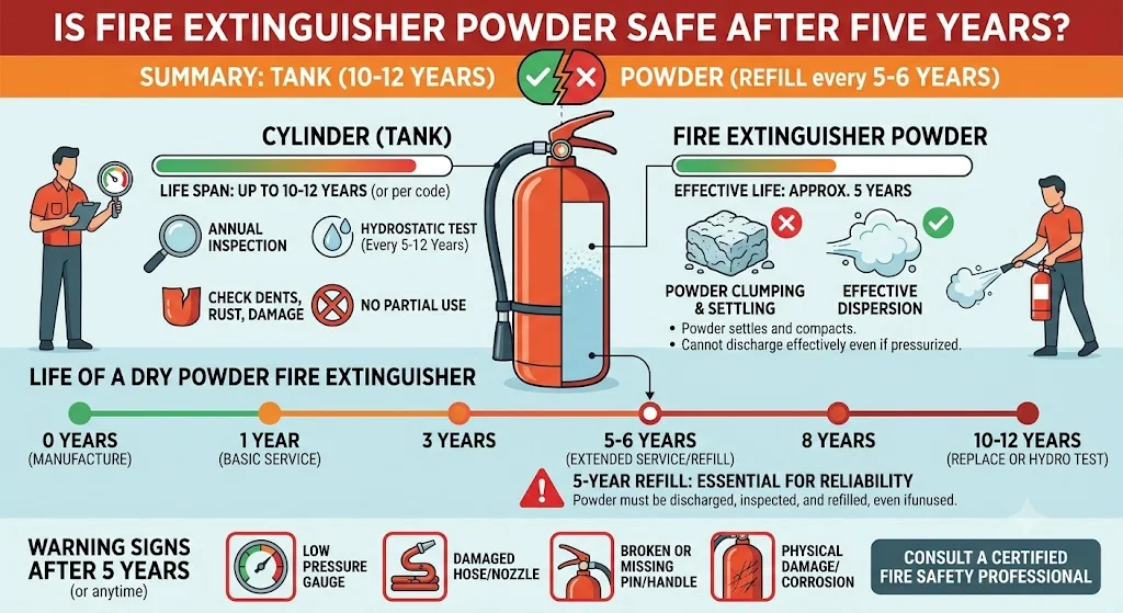 Fire Extinguisher Powder Safe After Five Years?